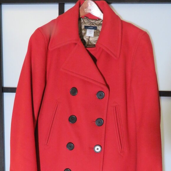 J Crew Tomato Red XS double button wool coat - Picture 1 of 4